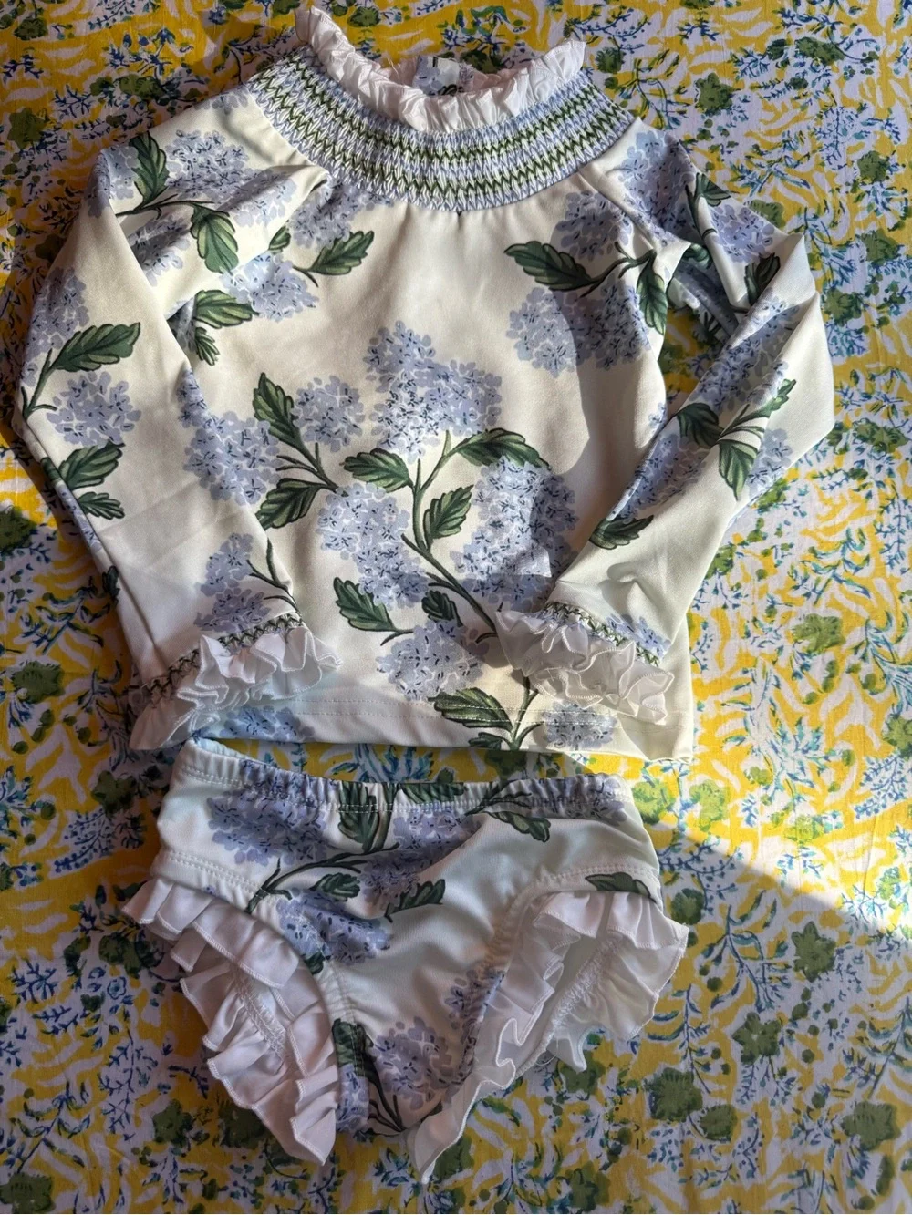 Little red wagon hydrangeas smocked bathinsuit